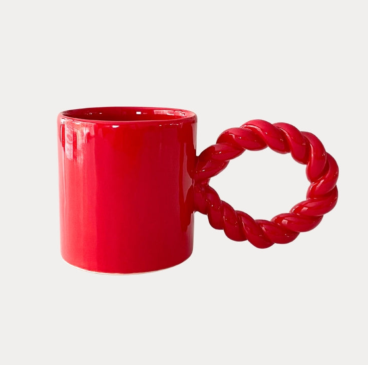 Koffiemok met twist handvat rood