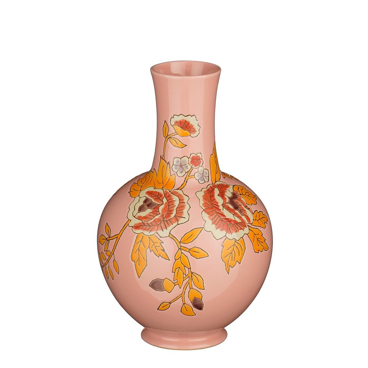 Roze vaas met bloemen