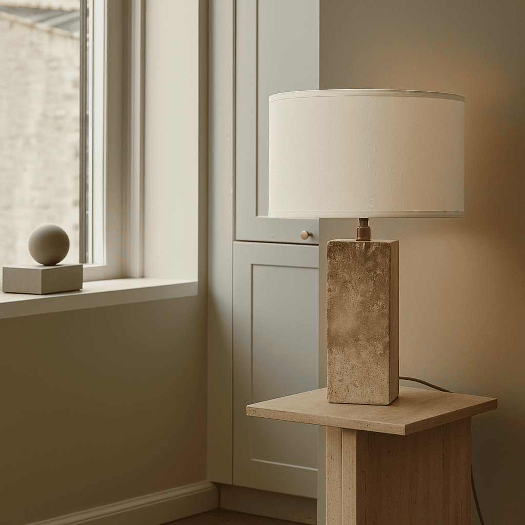 Stenen lamp met kap