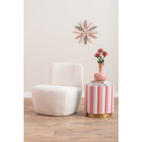 Roze vaas met gouden rand met bloemen