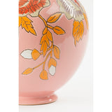 Roze vaas met bloemen onderkant