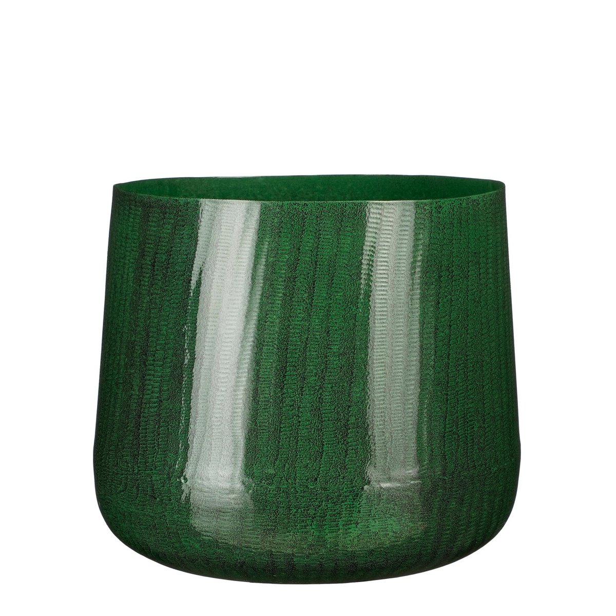 Groene metalen bloempot