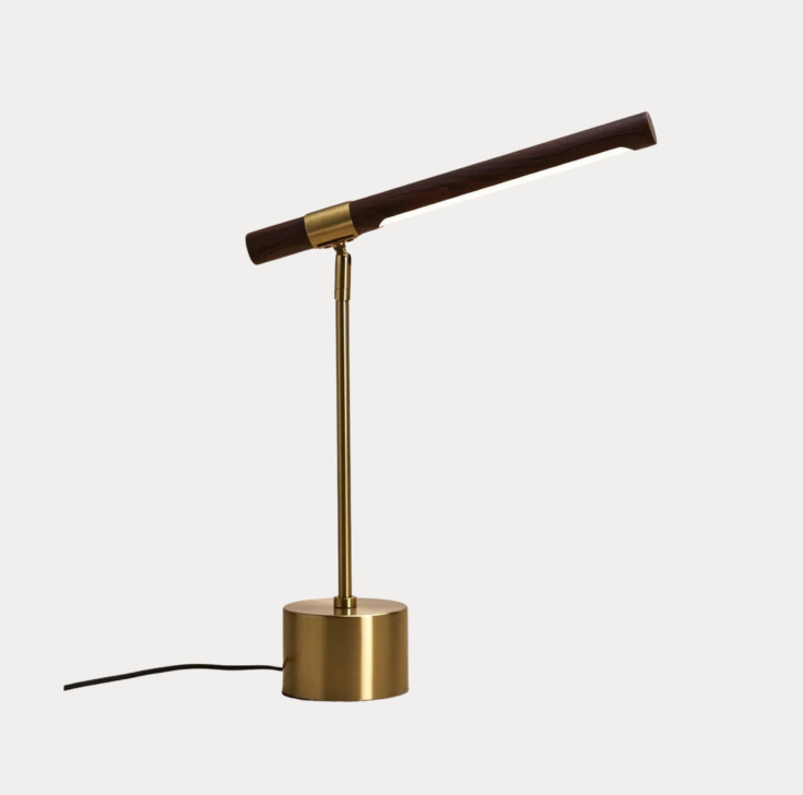 design bureaulamp goud met hout