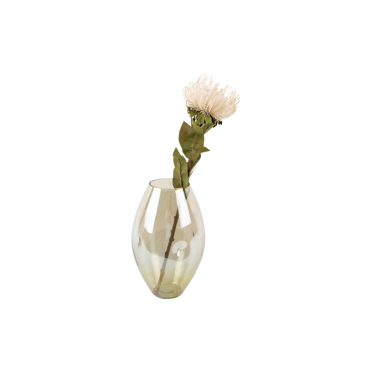 Glazen smalle vaas met bloem