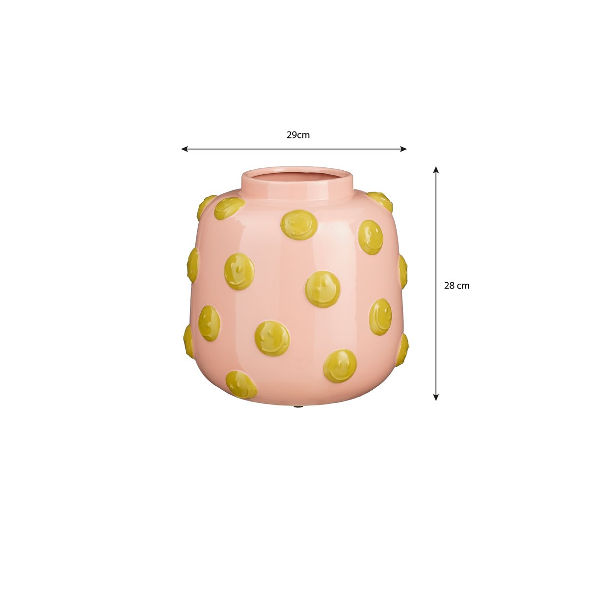 Roze vaas met smileys afmeting