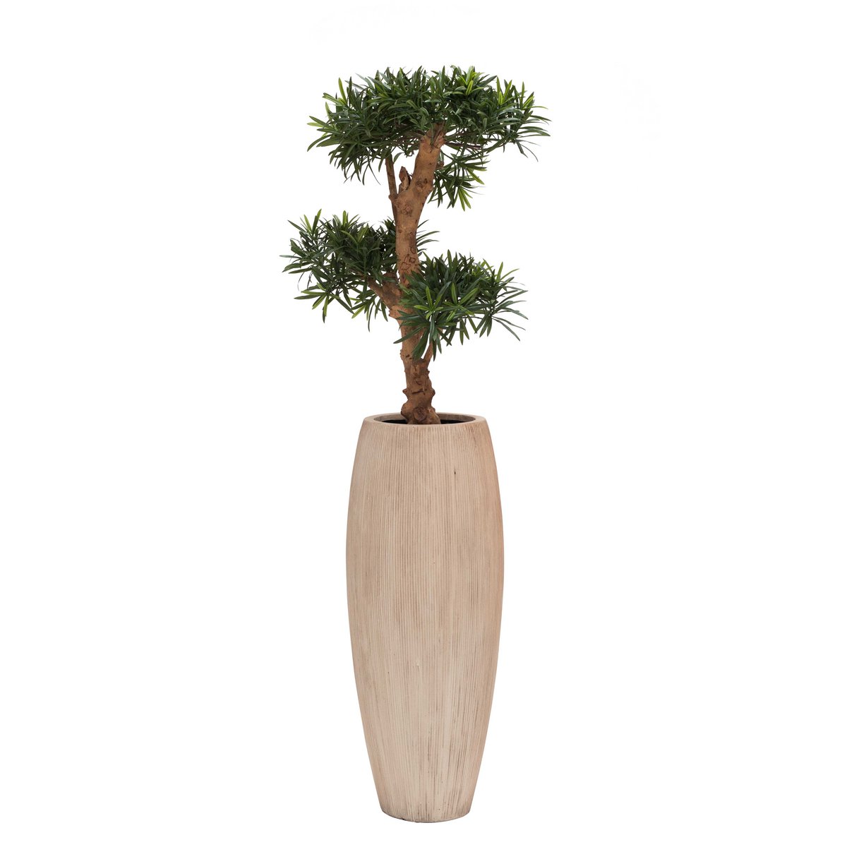 Hout look plantenpot met plant