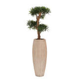 Hout look plantenpot met plant