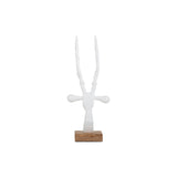 Houten ornament vensterbank wit