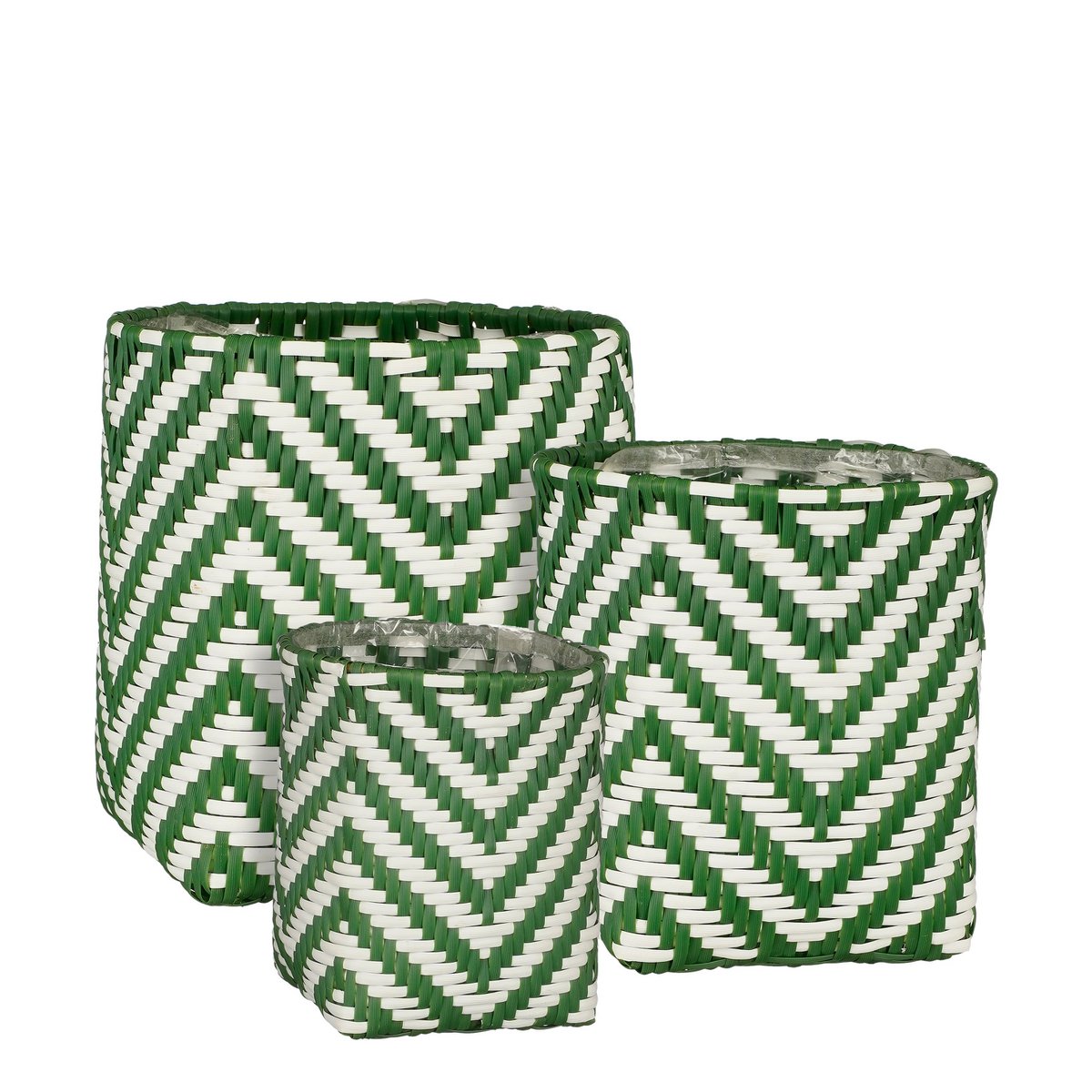Groen witte plantenmand