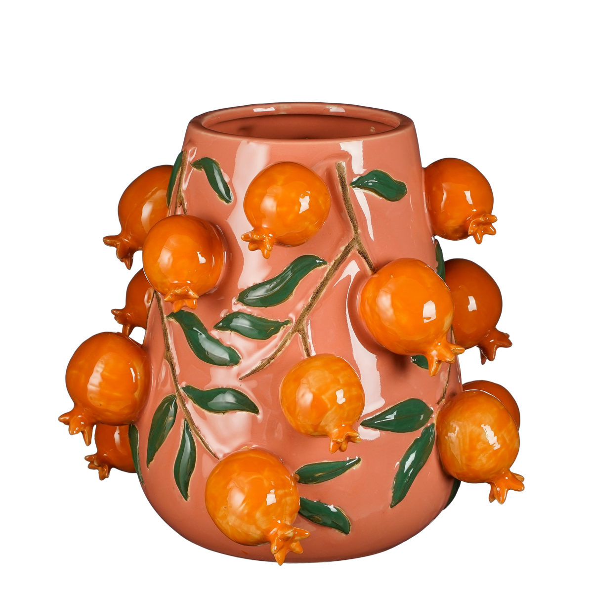 Gekleurde vaas met fruit eraan