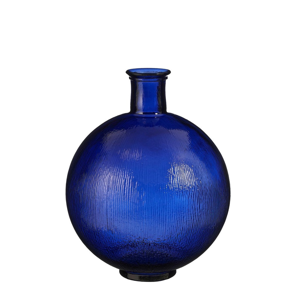 Blauwe bolle glazen vaas