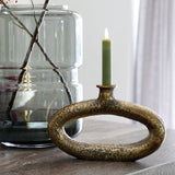 Ronde kaarsenhouder brons met kaars