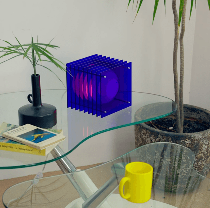 Bang lop lamp blauw op tafel