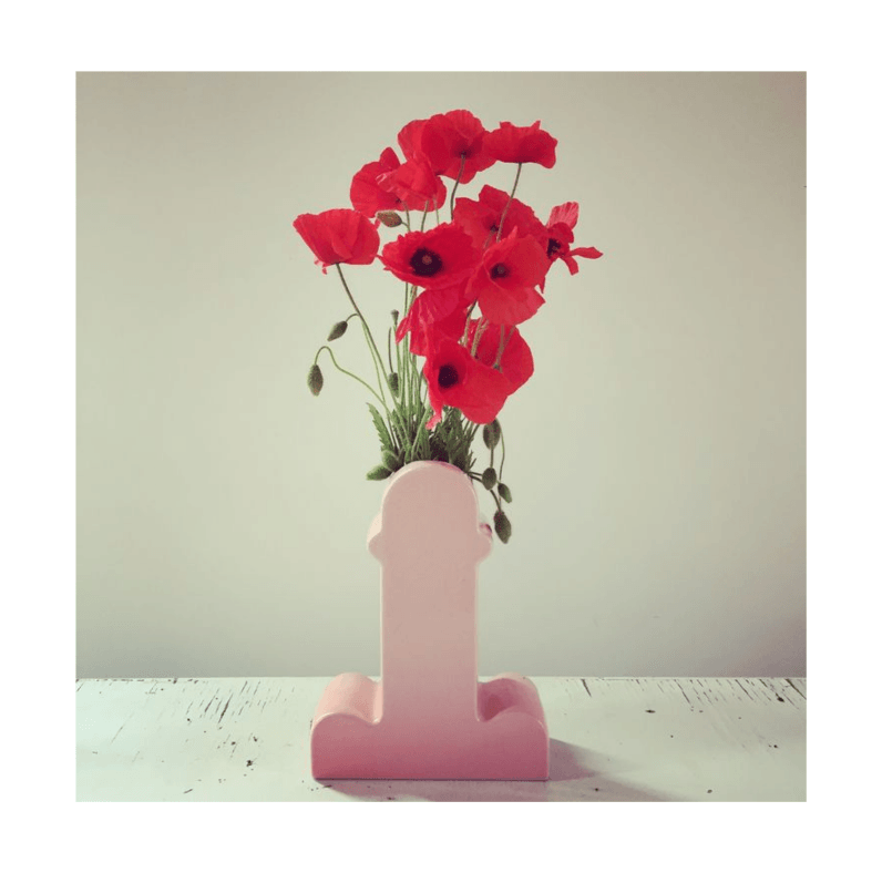 Shiva Vase with red flowers