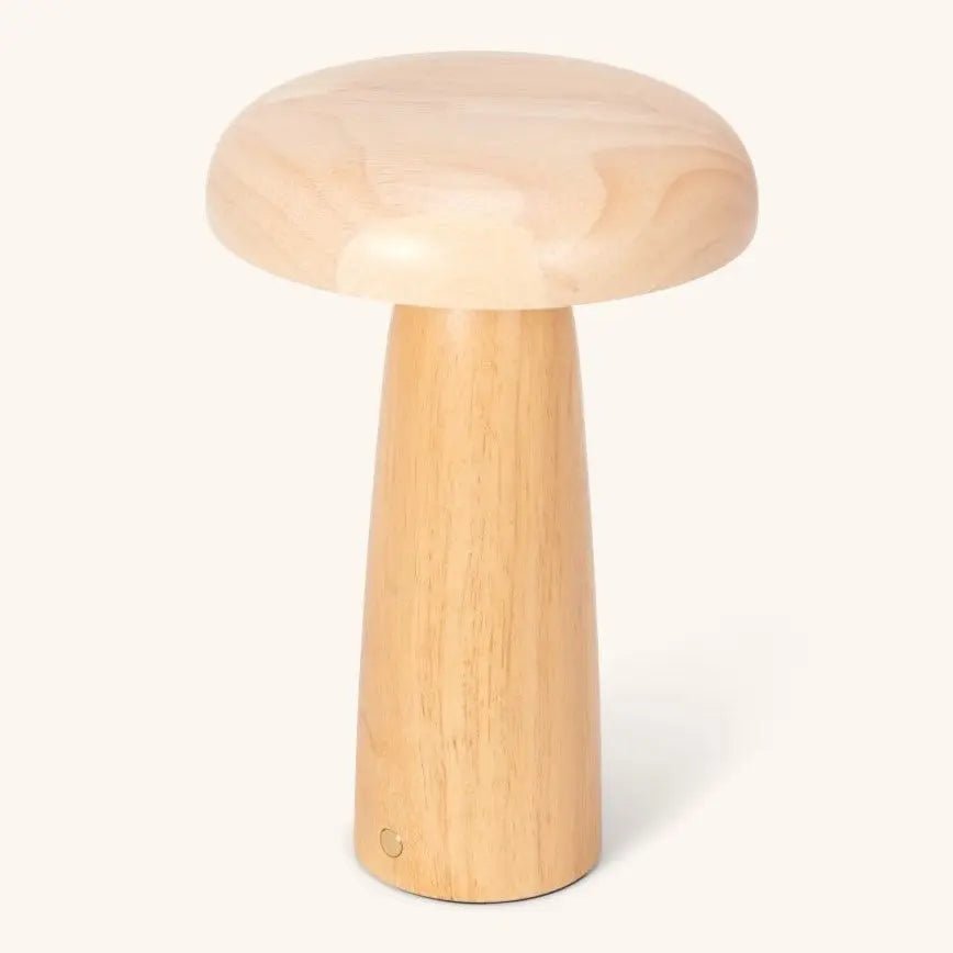 Houten tafellampje van boven