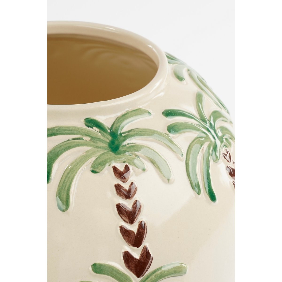 Witte vaas met palmbomen details