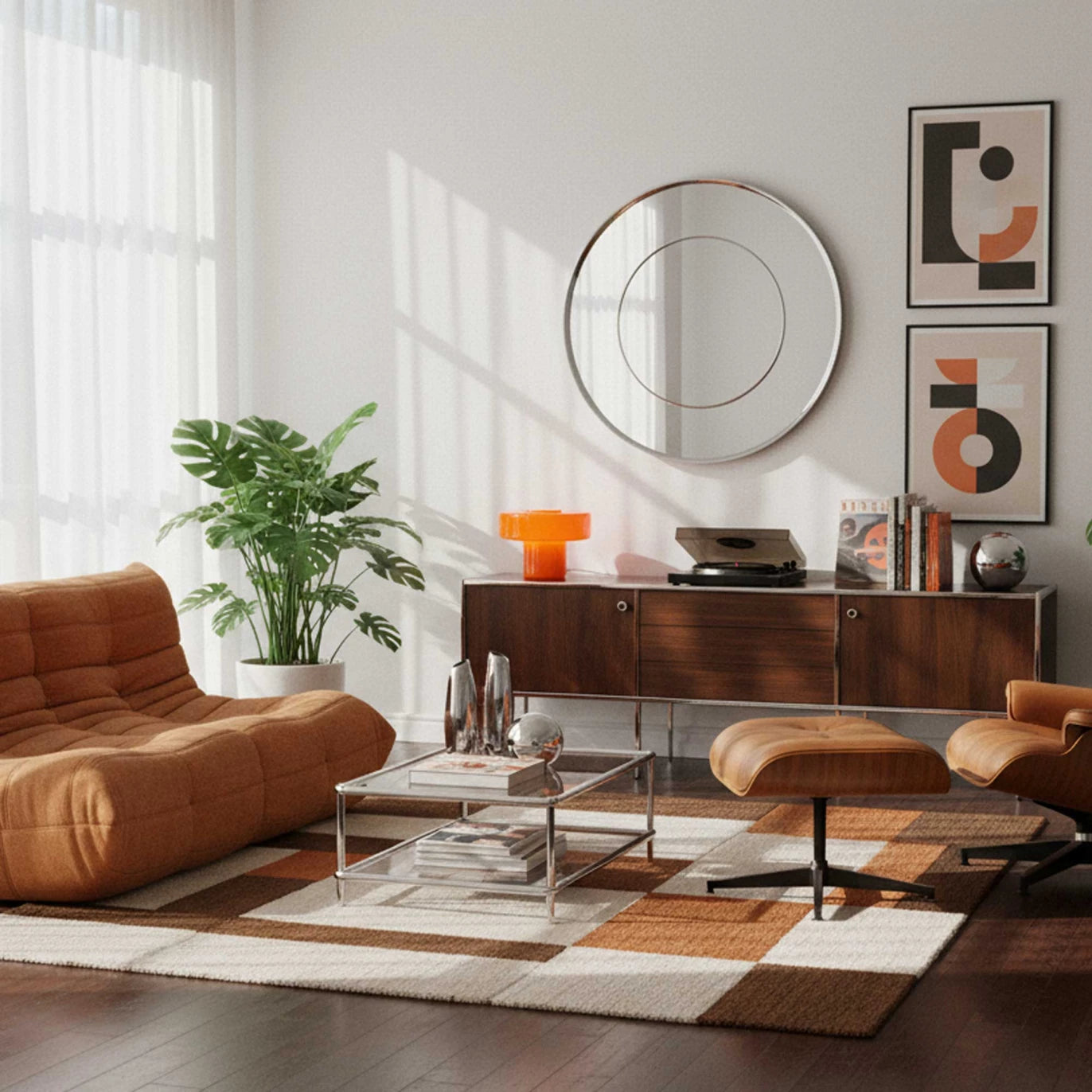 Oranje lamp in interieur