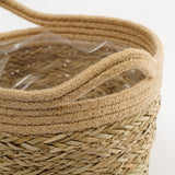 Rieten plantenmand handvat